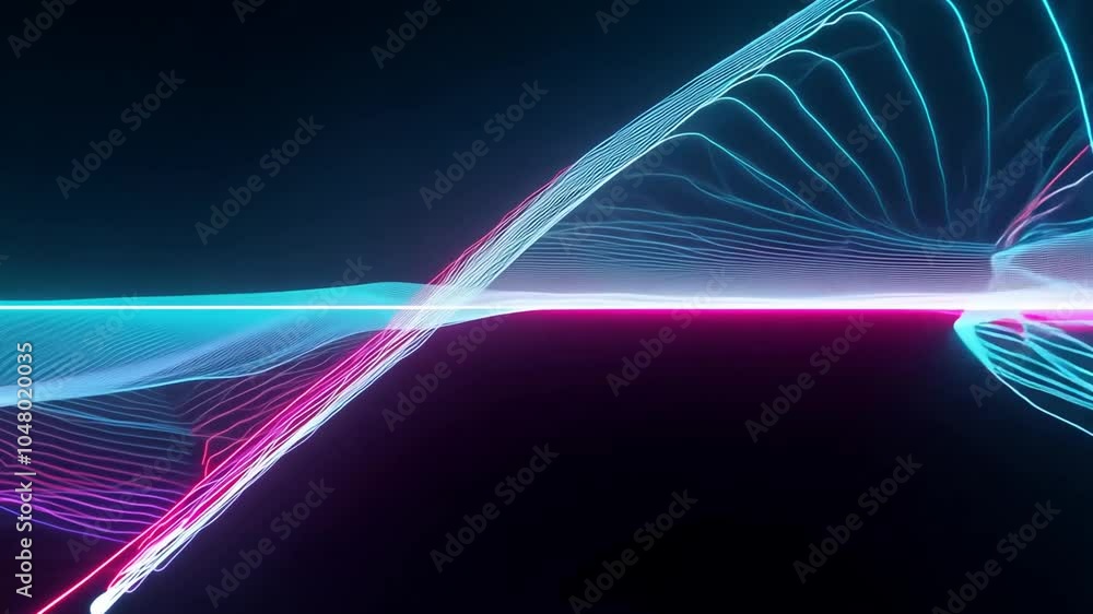 Poster moving neon lines background colored black shows video abstract ai generative line laser ray intro b