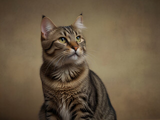 Obraz premium A cat sits against a plain background