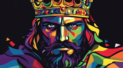 A minimalist outline illustration of a king, designed for coloring purposes. The image features the king with a crown, a flowing robe, and a scepter, showcasing intricate details while maintaining 