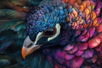 Obraz premium Colorful peacock, vibrant feathers, vibrant colors