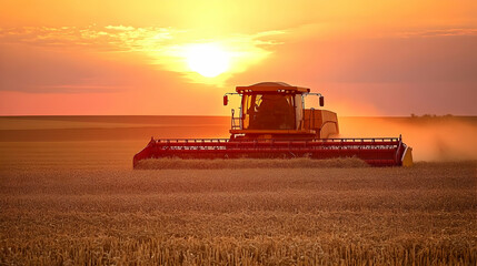 Obraz premium Golden Sunset Over a Field in Warm Hues