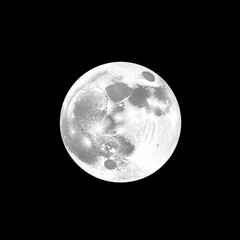 Obraz premium Bright full moon shining against a dark sky, revealing craters and lunar surface details on a clear night