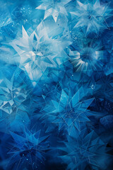  Seasonal blue abstract background with geometric snowflakes and sparkles for design