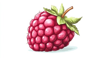 A vibrant raspberry with rich red color and detailed texture, showcasing its juicy appeal and fresh appearance on a light background.