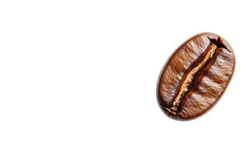 Fototapeta premium Close-up of a single brown coffee bean showcasing its rich texture and unique shape against a black background.