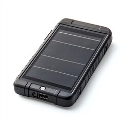 Solar-powered portable charger on a white isolate background.
