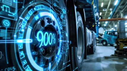 Fototapeta premium Truck Wheel with 900% Digital Overlay