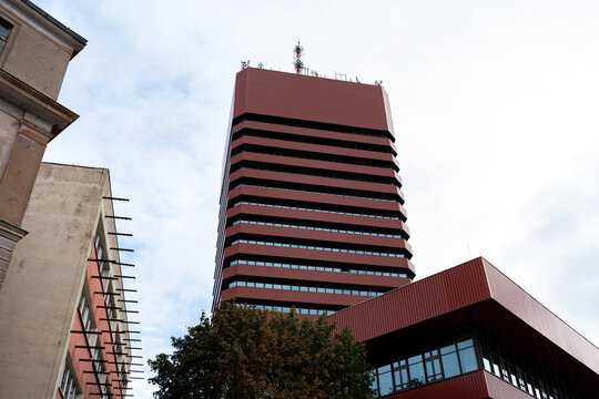 Collegium Altum skyscraper building of The Poznań University of Economics and Business. Uniwersytet Ekonomiczny w Poznaniu on October 3, 2024 in Poznan, Poland.