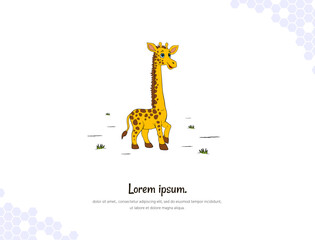 Vector art for wall decoration landscap Giraffe cartoon
