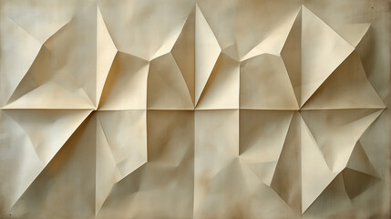 Geometric folded paper art with angular patterns