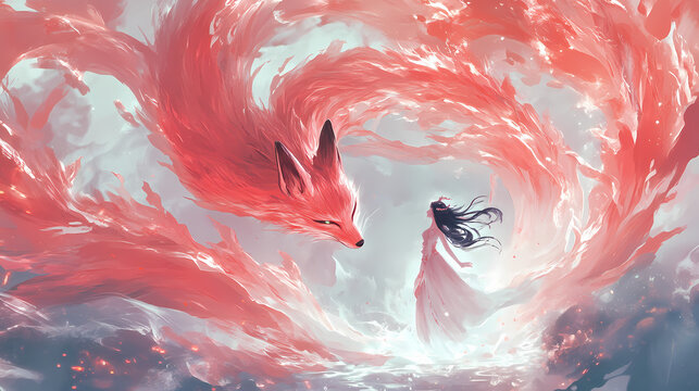 Ahri: the mystical nine-tailed fox. Nine-Tailed Fox. Illustration