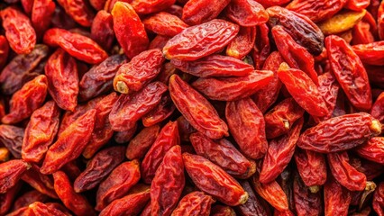 Closeup of Dried Goji Berries Isolated on Transparent Background for Food Photography, Healthy Snacks, Superfoods, Organic Ingredients, Culinary Uses, and Nutritional Benefits