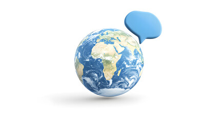 Fototapeta premium A speech bubble encircling a globe or Earth illustration