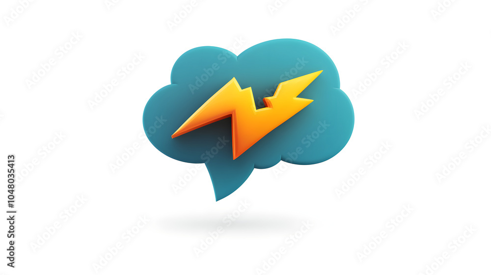 Poster a dynamic speech bubble with a lightning bolt inside it