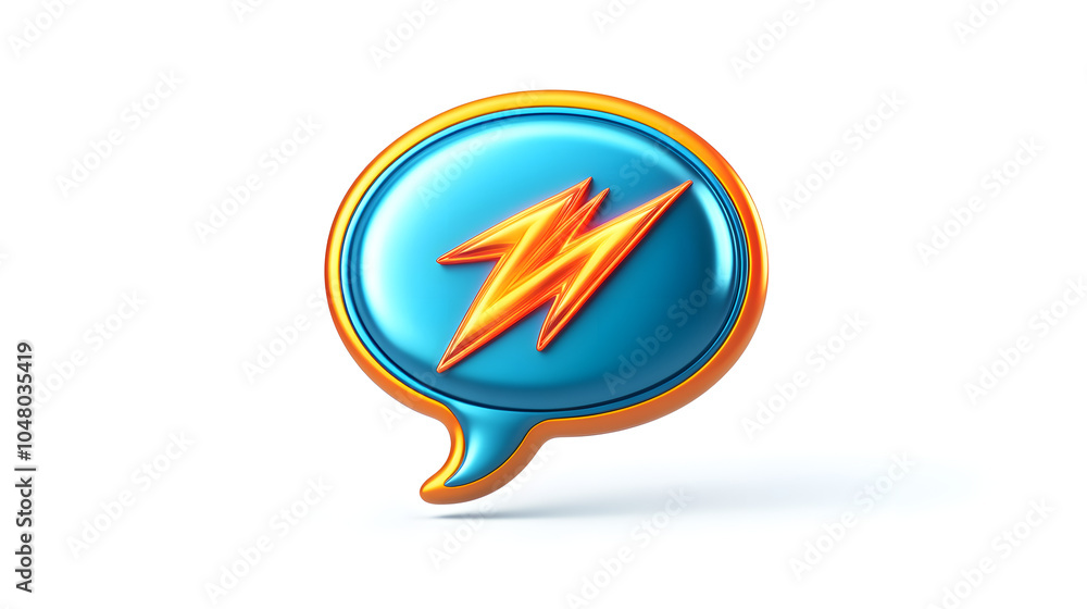 Poster a dynamic speech bubble with a lightning bolt inside it