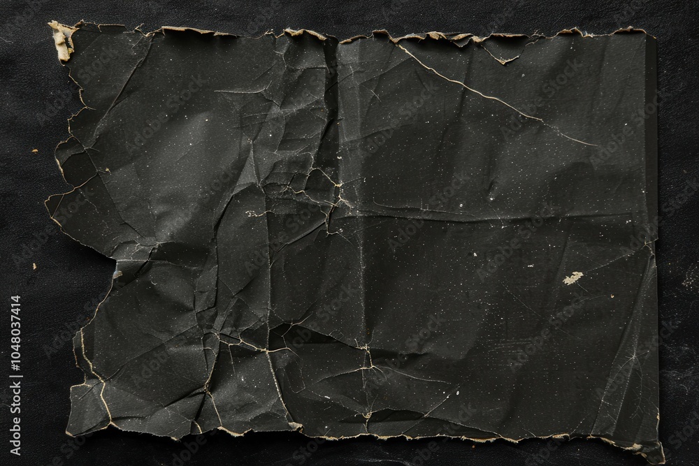 Poster an empty, aged cardboard photo card is isolated against a black background, displaying its worn, tor