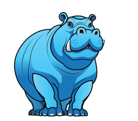 hippo blue isolated cartoon vector