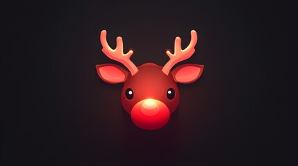 Festive Red Reindeer Head with Bright Glow