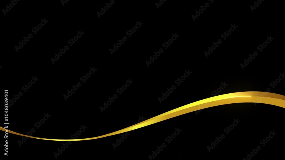 Poster animation video overlay golden curve ribbon line shiny elegant and modern style
