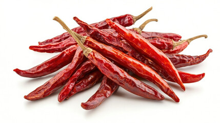 Naklejka premium Dried red chili peppers stacked together. These spices add heat and flavor to various dishes, enhancing culinary experiences.