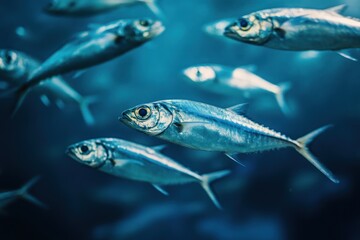 Fototapeta premium School of Fish in Blue Water