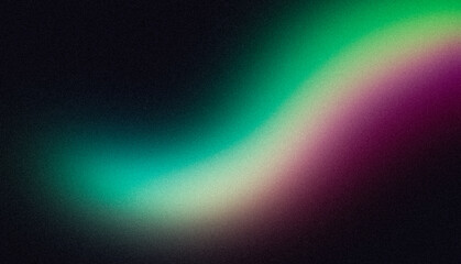 Green gray magenta dark glowing grainy gradient background noise texture, Vibrant colors flow, wave shaped poster header banner design copy space