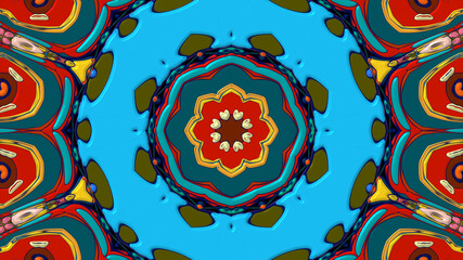 Colorful symmetrical abstract kaleidoscope background pattern for summer 