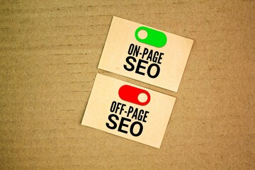 Paper with the words or symbol On-Page and Off-Page SEO. SEO Beginners Guide Major Differences