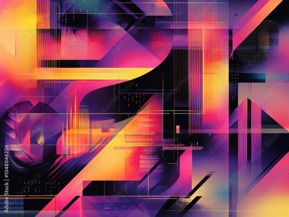 Poster vibrant abstract geometric shapes with sharp angles