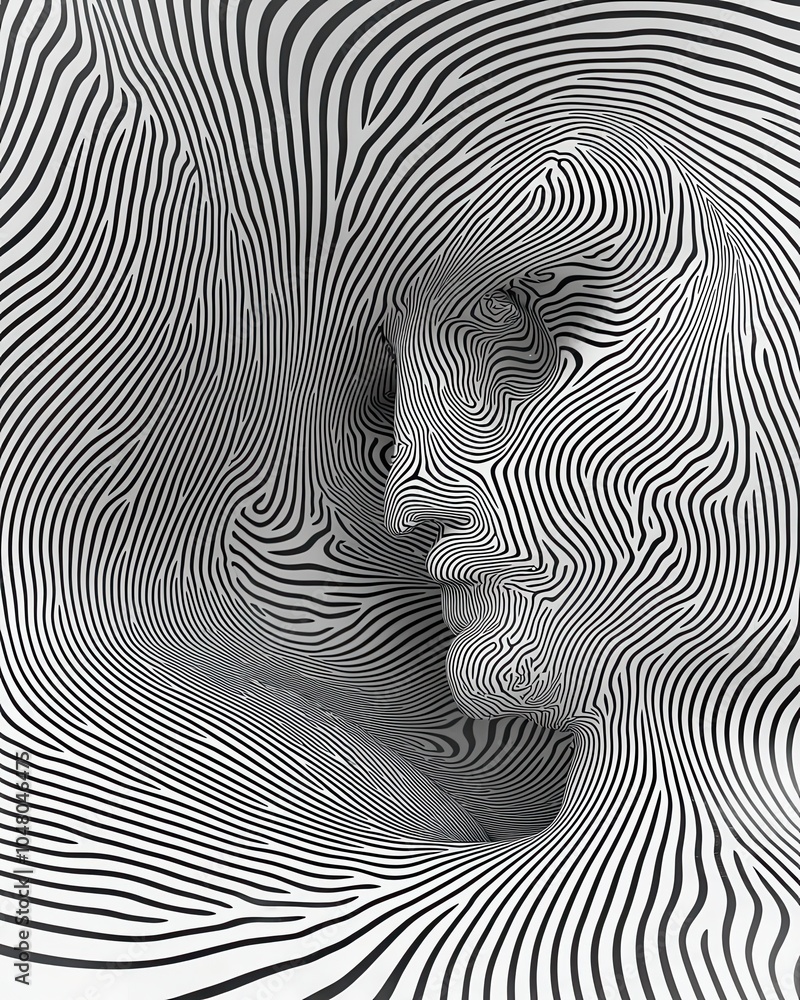 Poster abstract minimalistic lines forming maze design