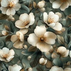 Vintage Floral Pattern Blooming Roses Delicate Elegant Timeless Decorative Style image