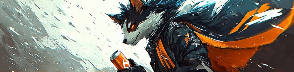 Charismatic Punk Cat Mascot in Dynamic Action Pose