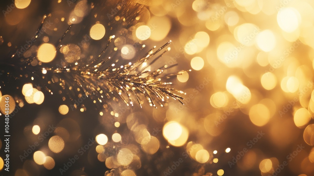 Poster golden bokeh with branch