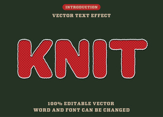 Editable text Effect embroidery stitch knit