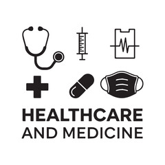 Vector illustration of medical icon set in silhouette, healthcare and medicine, medical Insurance4