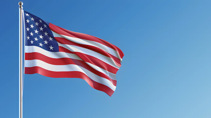Fototapeta premium Veterans Day, Vector illustration 3D of an American flag blowing