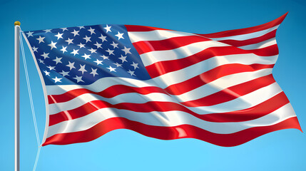 Fototapeta premium Veterans Day, Vector illustration 3D of an American flag blowing