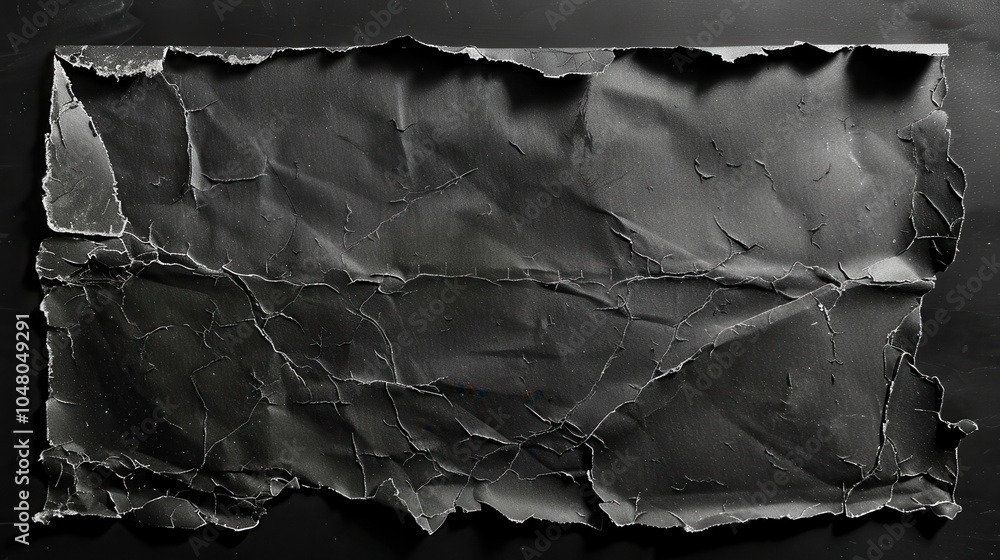 Poster the dark cardboard card shows extensive cracks and age marks, highlighting its worn and empty state 