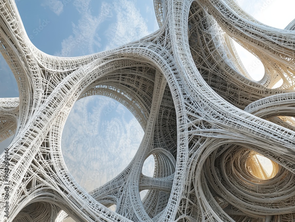 Poster futuristic abstract wireframe structure design