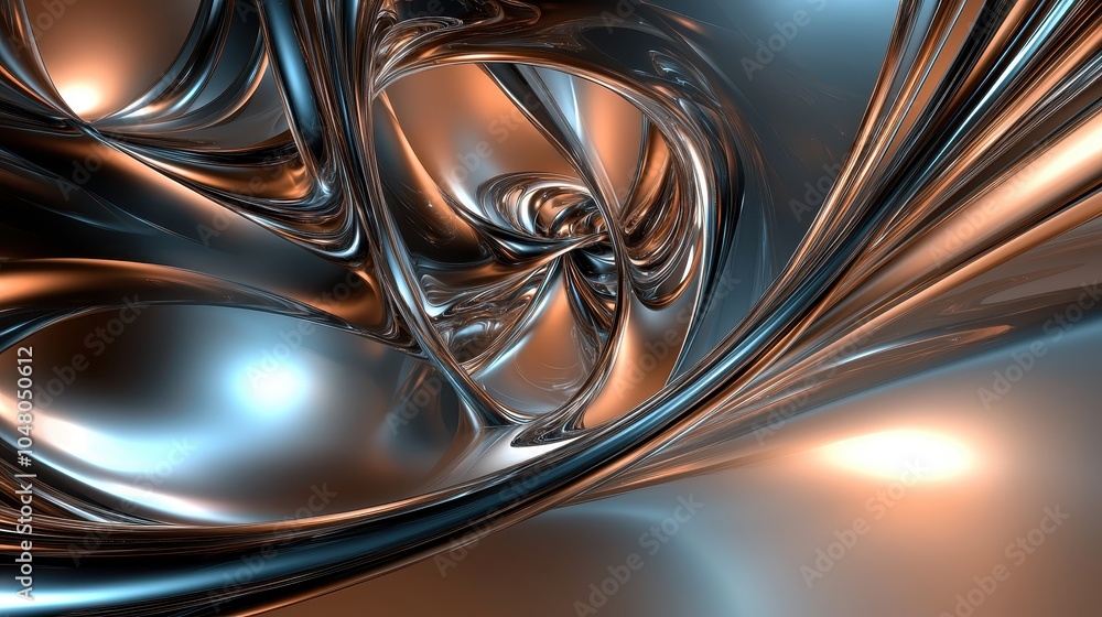 Poster Dynamic Abstract Fluid Forms in Reflective Space