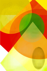 Obraz premium An abstract illustration consisting of overlapping shapes in a variety of bright, rich hues that fade into each other.