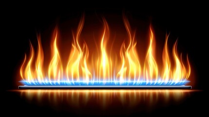 Vibrant 3D Illustrations of Flames on Black Background