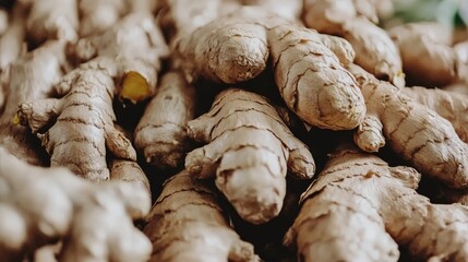 Turmeric and Ginger Roots in Artistic Raw Texture Shot