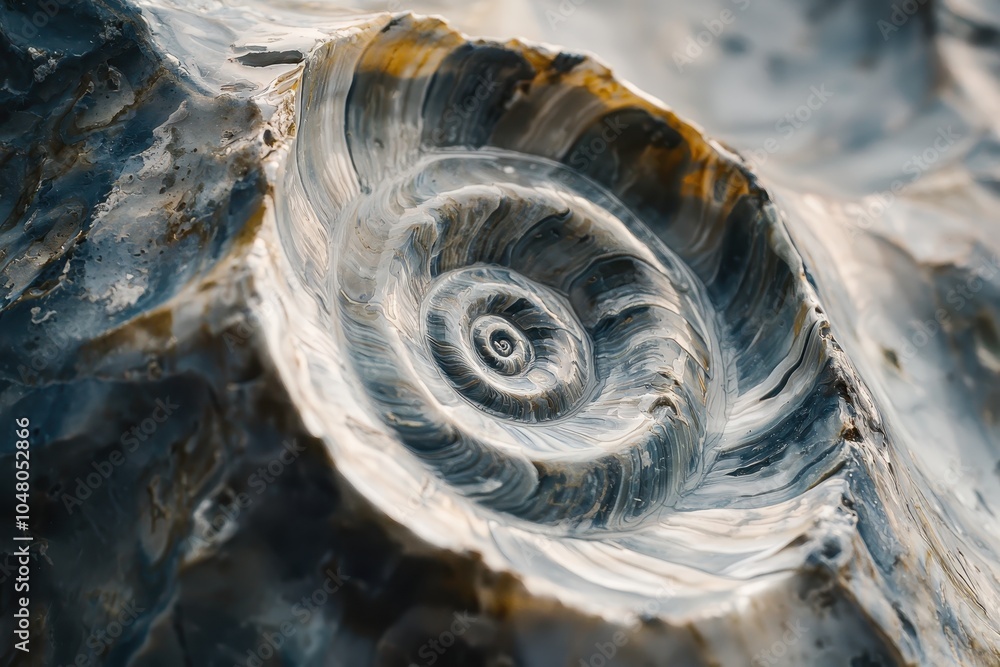 Poster spiral seashell macro shot revealing intricate patterns