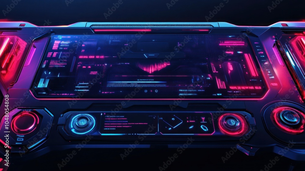 Poster digital display hologram hud screen displaying from space interface advanced technology elements bac
