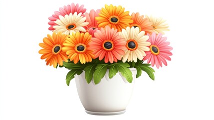 Colorful flower bouquet in a white vase.