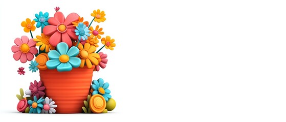 Colorful flower pot with vibrant blooms.