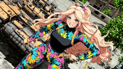 Obraz premium Bright Watercolor Portrait of a Young Woman