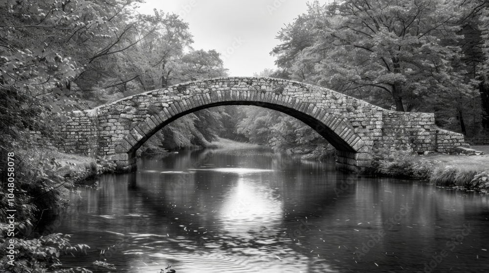 Poster the simplicity of a stone bridge its sy construction a testament to the ingenuity of ancient enginee