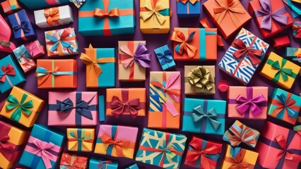 Many gifts on the table, background